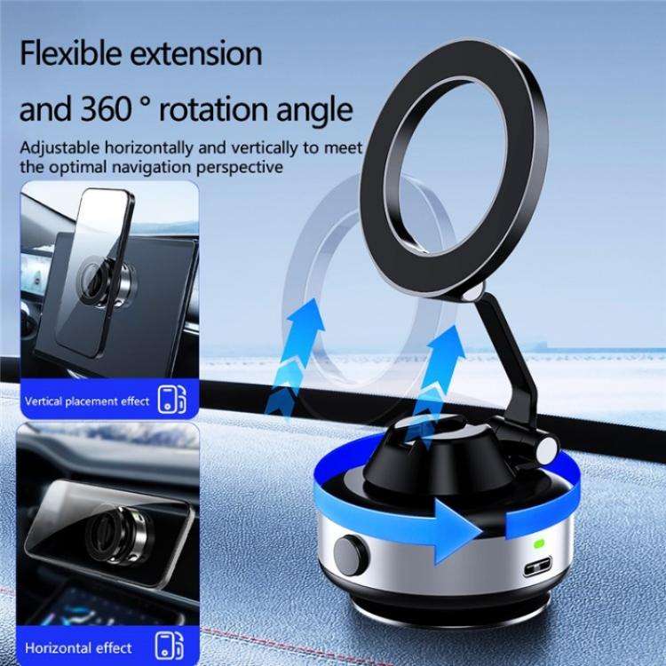 X98 Magnetic Vacuum Suction Electric Absorption Cellphone Stand Desktop Car Phone Holder(Silver)