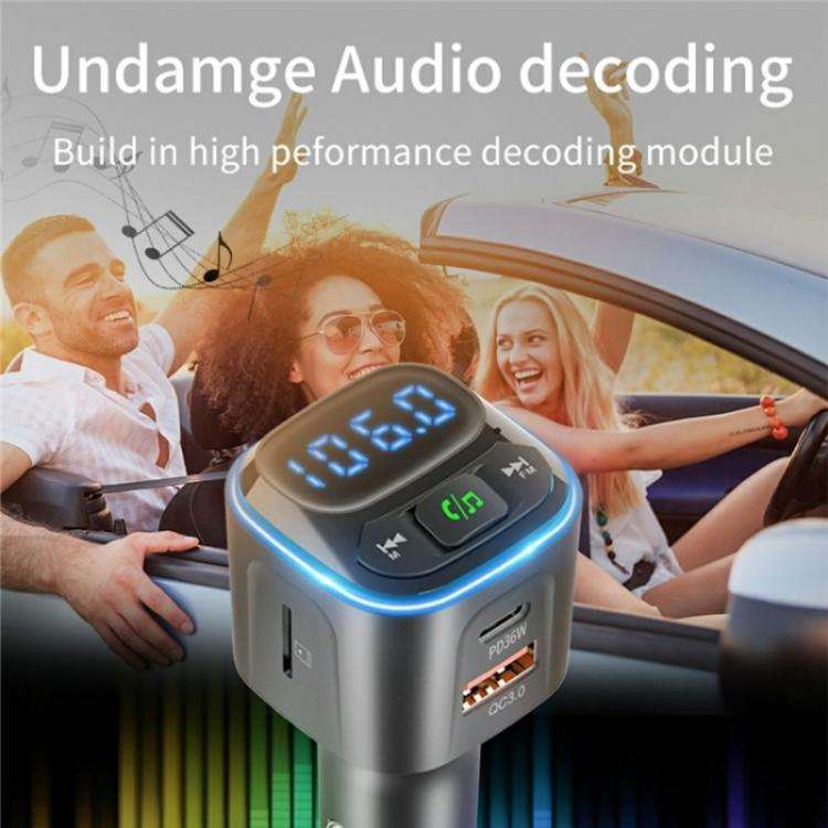 BC80 Hands-Free Calling Voltage Display Adapter Car Charger Bluetooth-Compatible MP3 Player