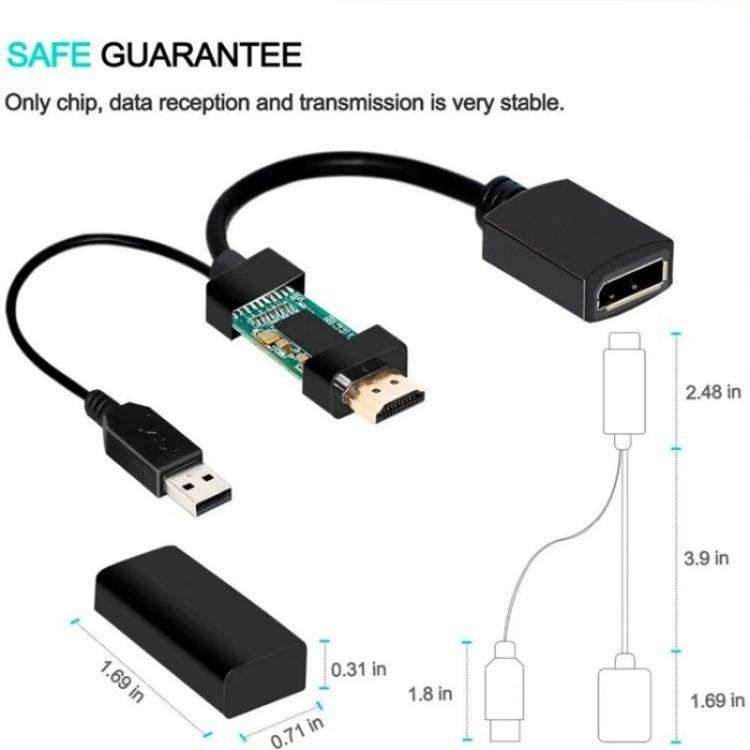 HD1 HDMI 2.0b Male to DP 1.4 Female Converter 4K 60Hz HDMI to DisplayPort Adapter Cable