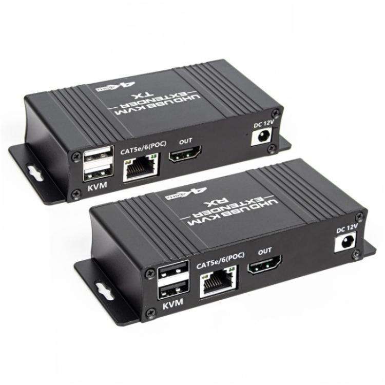D5-1 / D6-1 80m Cat6 / 5e Network Cable Extender Computer Control HDMI KVM Extender, Plug:EU Plug