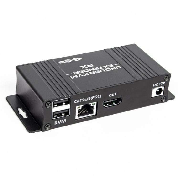 D5-1 / D6-1 80m Cat6 / 5e Network Cable Extender Computer Control HDMI KVM Extender, Plug:EU Plug