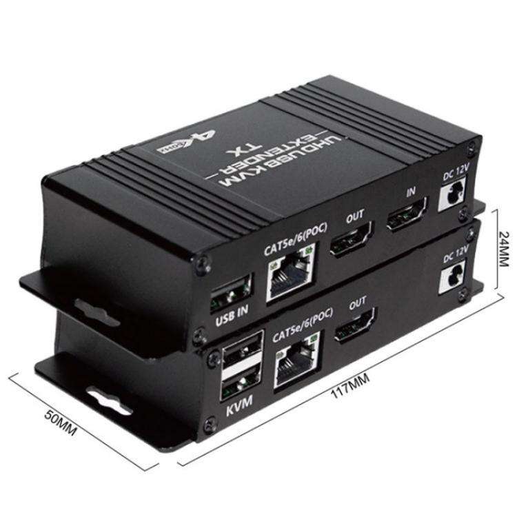 D5-1 / D6-1 80m Cat6 / 5e Network Cable Extender Computer Control HDMI KVM Extender, Plug:EU Plug