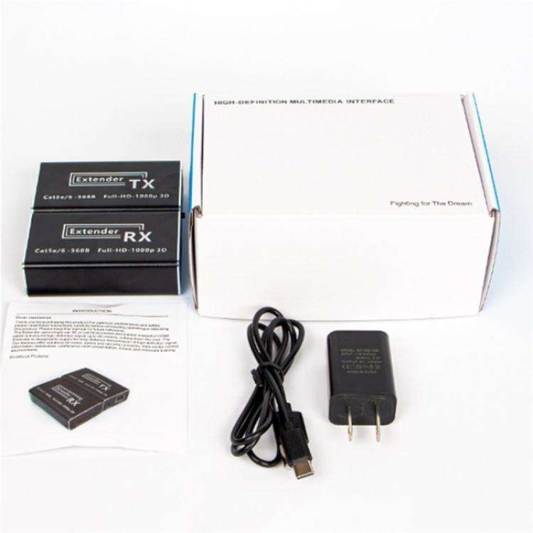 D1-1 / D2-1 Network Cable HD Video Signal Transmitter 50m Extender HDMI to RJ45 Extender, Plug:EU...