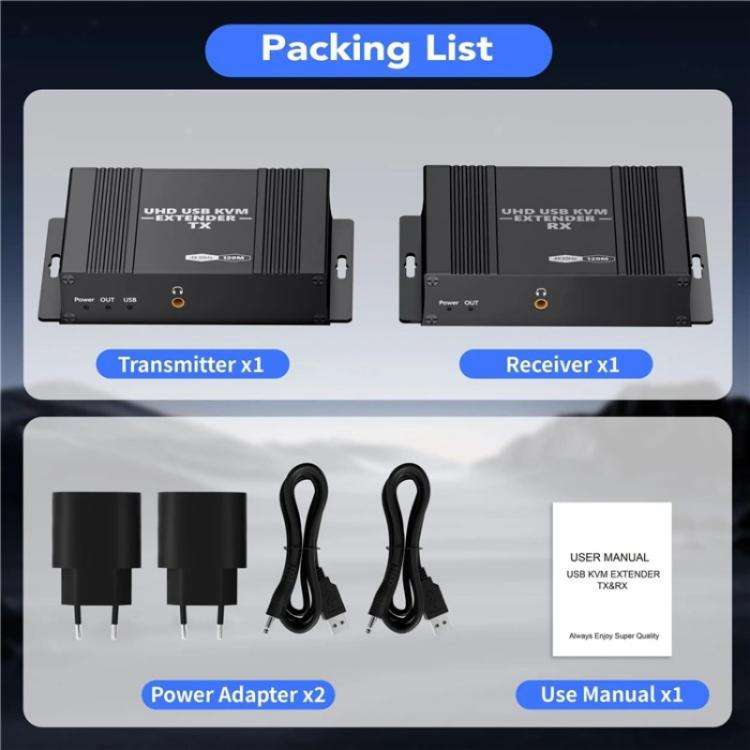 D5-2/D6-2 Video Audio Transmitter Receiver HDMI KVM Extender 4K HDMI to RJ45 LAN Extender, Plug:E...