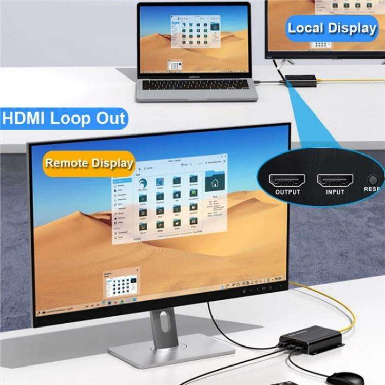 D15 / D16 Dual Fiber LC Interface KVM Fiber Optic Extender HDMI Fiber Optic Extender, Plug:EU Plug