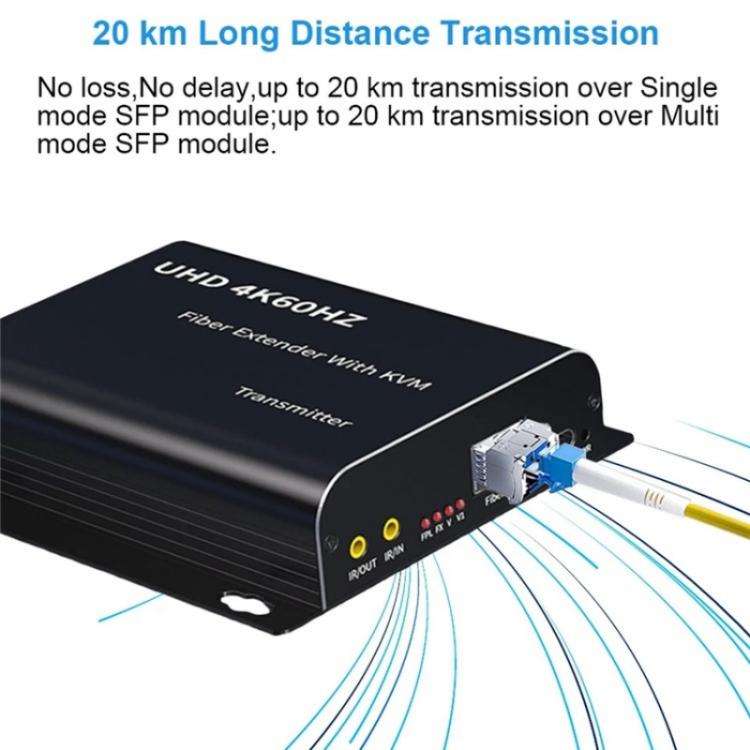 D15 / D16 Dual Fiber LC Interface KVM Fiber Optic Extender HDMI Fiber Optic Extender, Plug:EU Plug