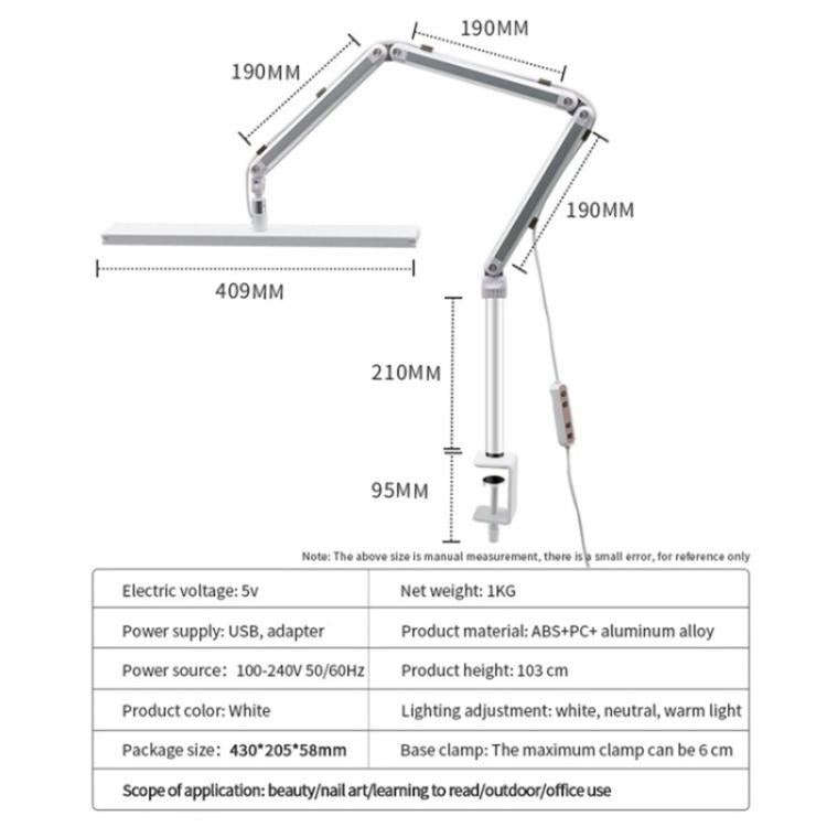 S001 Foldable Eyelash Extension LED Light Clip On Beauty Salon Tattoo Lamp(US Plug)
