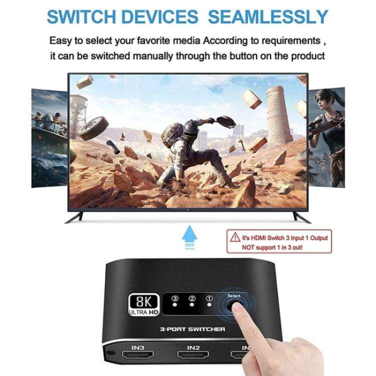 Q8Q3-2 8K 3 In 1 Out HDMI 2.1 Video Switcher 4K 120Hz HDMI Switch