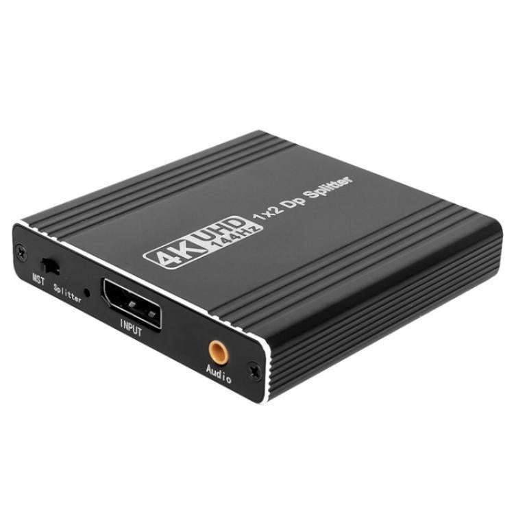 FD 1X2 4K 144HZ Audio Extractor Splitter DisplayPort 1.4 to Dual DisplayPort MST Hub, Plug:US Plug