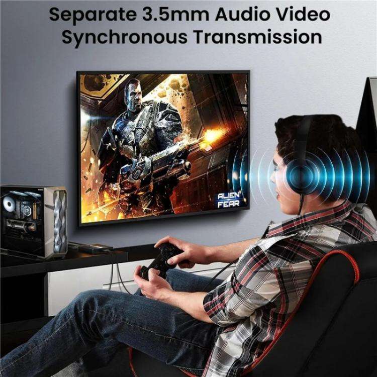 FD 1X2 4K 144HZ Audio Extractor Splitter DisplayPort 1.4 to Dual DisplayPort MST Hub, Plug:EU Plug