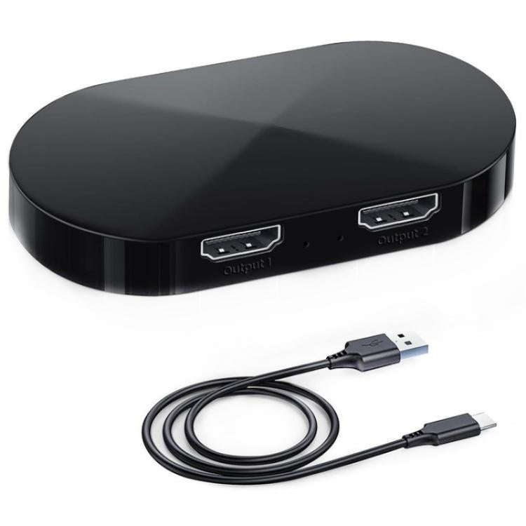 F12A For Dual Monitors HDMI 2.0 Splitter 1x2 4K 30Hz 1080P 3D HDCP2.2 HDMI Adapter, Plug:US Plug