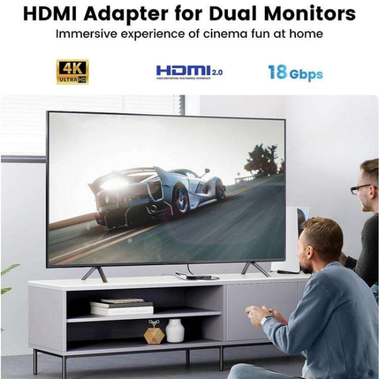 F12A For Dual Monitors HDMI 2.0 Splitter 1x2 4K 30Hz 1080P 3D HDCP2.2 HDMI Adapter, Plug:EU Plug
