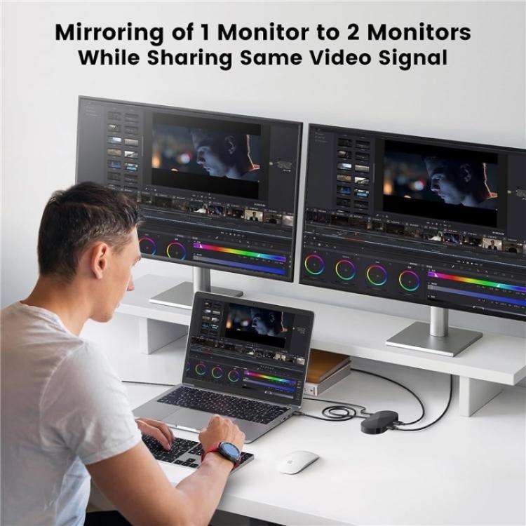 F12A For Dual Monitors HDMI 2.0 Splitter 1x2 4K 30Hz 1080P 3D HDCP2.2 HDMI Adapter, Plug:US Plug