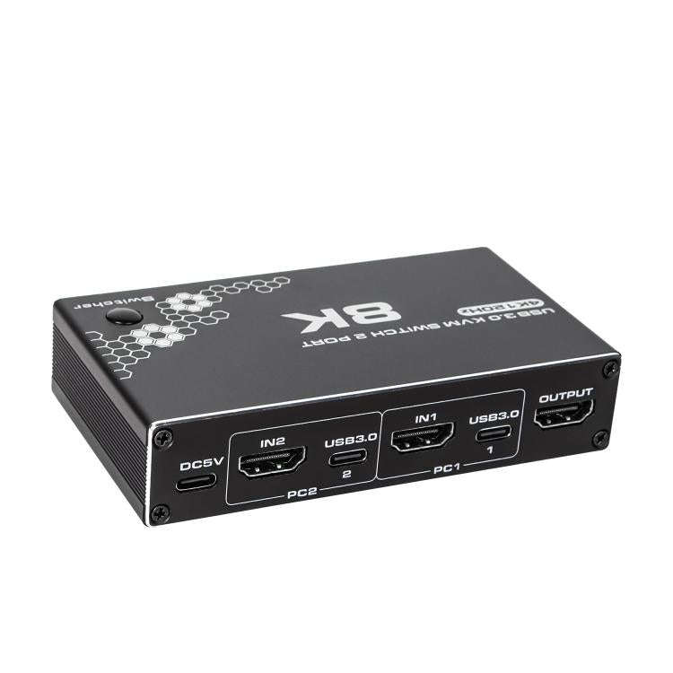 K1 2 Ports HDCP 2.3 RJ45 USB 3.0 Hubs Adapter 4K 120Hz HDMI 2.0b USB-C KVM Switch(Black)
