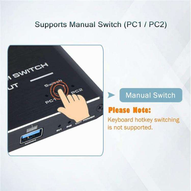 K2 Dual Computer Control 4K 60Hz USB 3.0 KVM Switch 2 In 1 Out Adapter