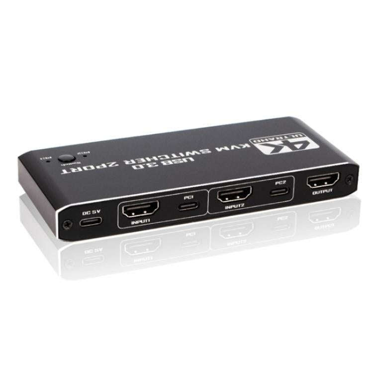 K2-1 Monitor Sharing 4K 60Hz KVM Switch 2 In 1 Out USB 3.0 HDMI 2.0 Remote Control Switcher