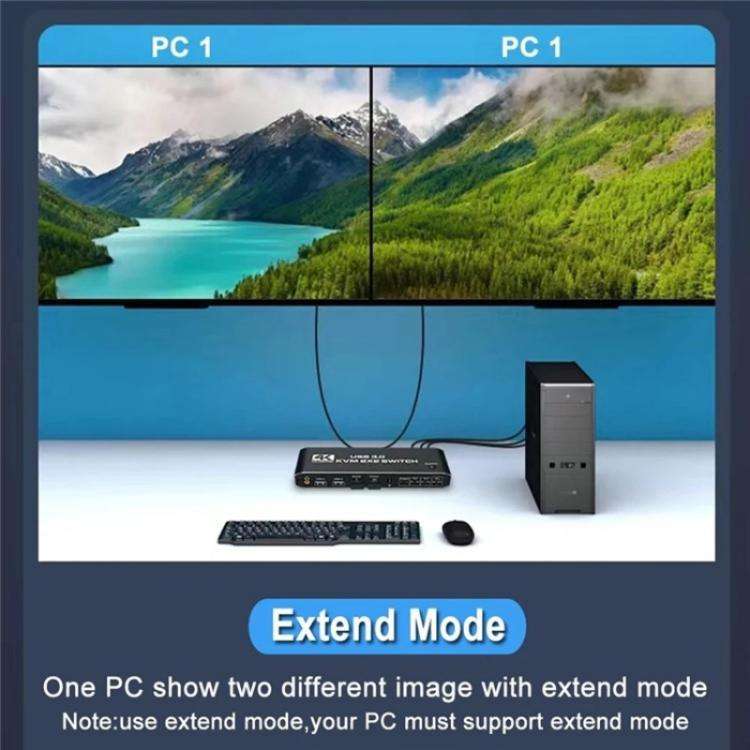 K3 For Dual Monitors HDMI USB 3.0 Audio Extractor 3.5mm Jack 4K 60Hz KVM Switch 2 In 2 Out