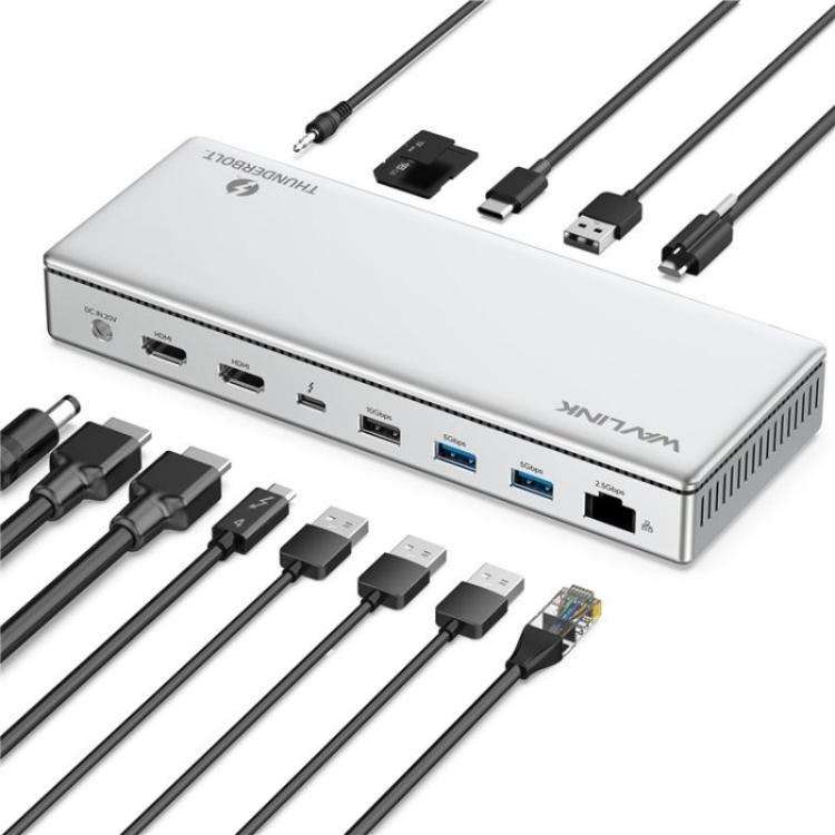 WAVLINK UTD45 96W Charging 8K / 4K Display Thunderbolt 4 Docking Station 13-in-1 Hub(EU Plug)