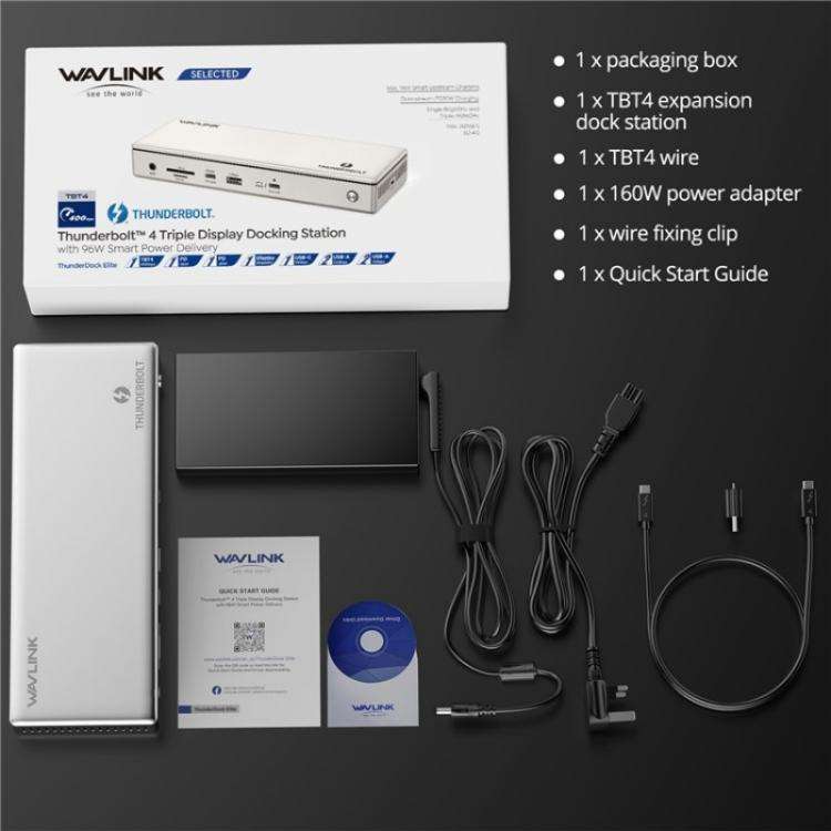 WAVLINK UTD45 96W Charging 8K / 4K Display Thunderbolt 4 Docking Station 13-in-1 Hub(EU Plug)