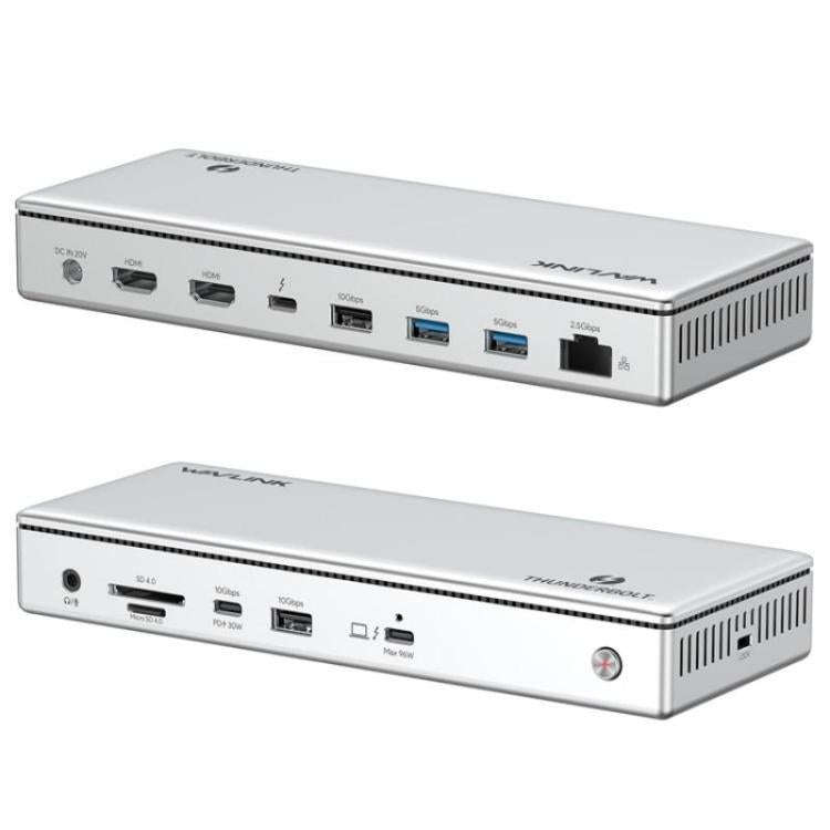 WAVLINK UTD45 96W Charging 8K / 4K Display Thunderbolt 4 Docking Station 13-in-1 Hub(EU Plug)