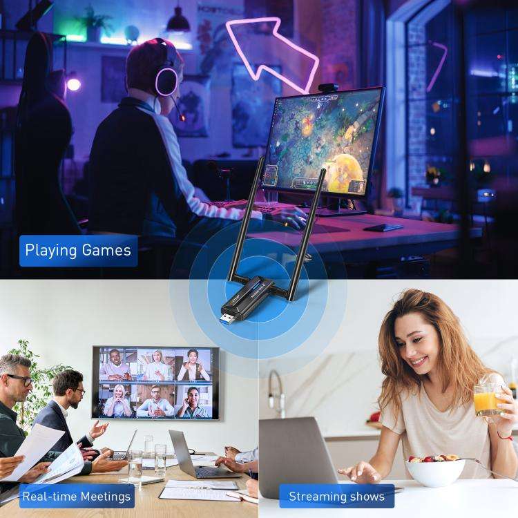 EDUP EP-AX1672 AX3000 USB 3.0 Wireless WiFi 6E Adapter 802.11g High Power Wireless USB Adapter 2....