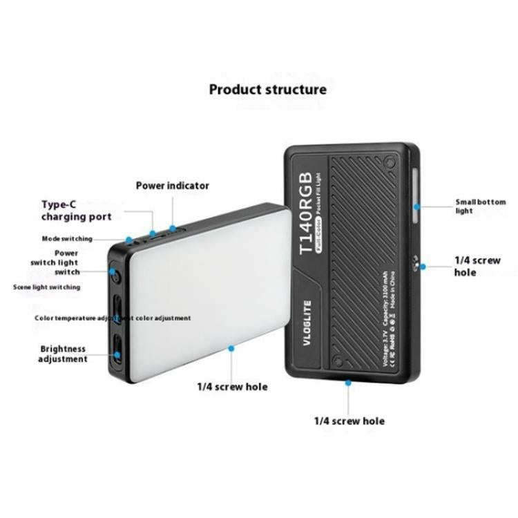 T140RGB Portable Full Color Fill Light for Video Recording / Live Photography