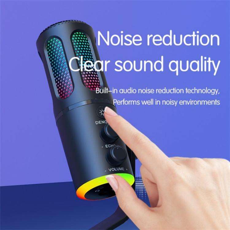 SU8 RGB Light Noise Reduction Desktop Microphone for Live Streaming / Recording / Gaming
