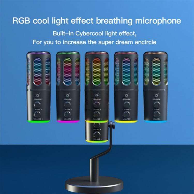 SU8 RGB Light Noise Reduction Desktop Microphone for Live Streaming / Recording / Gaming