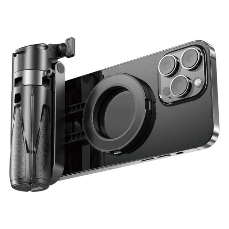 P15-C 2 In 1 Portable Magnetic Tripod Phone Holder Telescopic Selfie Stick with Keyring(Black)
