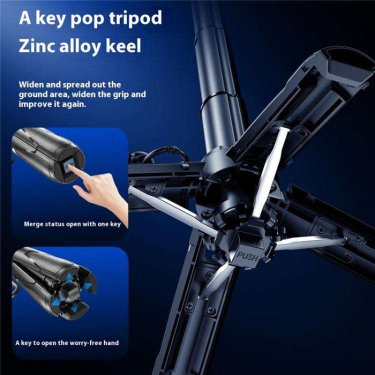 P15-C 2 In 1 Portable Magnetic Tripod Phone Holder Telescopic Selfie Stick with Keyring(Black)