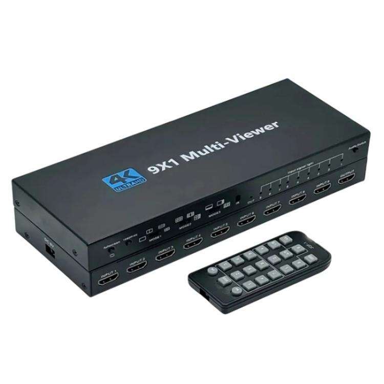 JQF1  9 in 1 Out Switch Adapter Screen Splitter 4K HDMI Multi Viewer Switcher, Plug:US Plug
