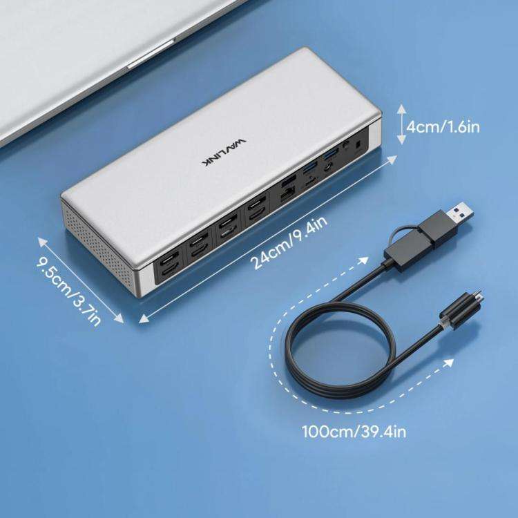 WAVLINK UG69PD12 DisplayLink Docking Station Quad  Monitors For Laptops M1 / M2 / Mac & Windows, ...