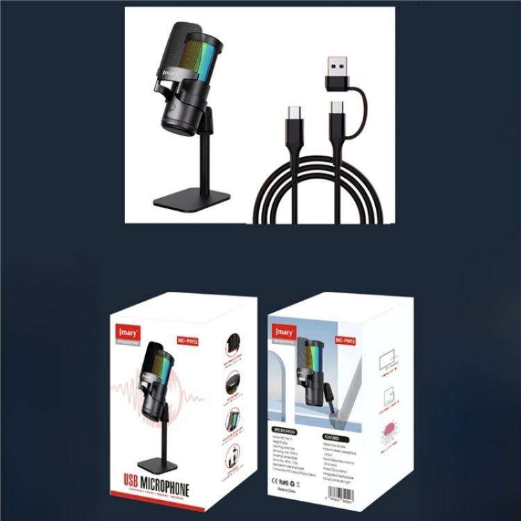 JMARY MC-PW13 360 Degree Rotating RGB Light Desktop Microphone