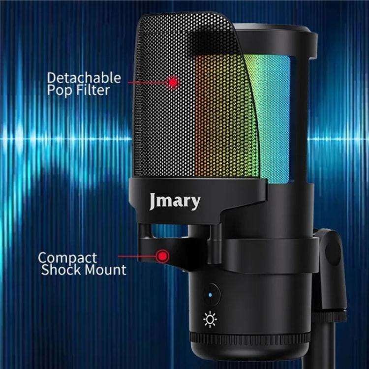 JMARY MC-PW13 360 Degree Rotating RGB Light Desktop Microphone