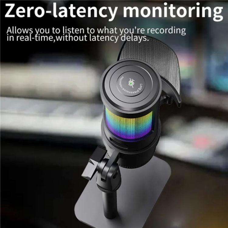 JMARY MC-PW13 360 Degree Rotating RGB Light Desktop Microphone