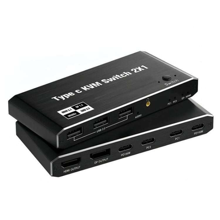 K7 With 3 USB 2.0 Ports 8K 60Hz HD / DP 100W PD Charging Type C KVM Switcher