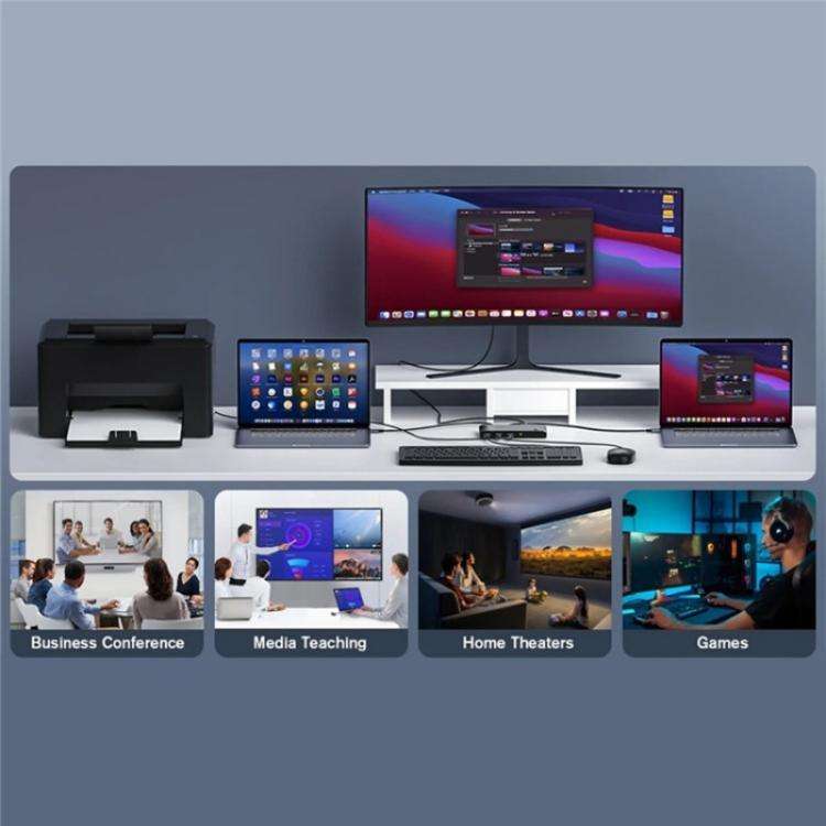 K7 With 3 USB 2.0 Ports 8K 60Hz HD / DP 100W PD Charging Type C KVM Switcher