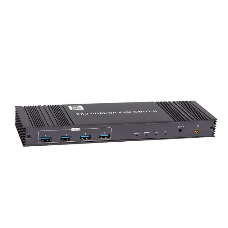 K10-2 For 2 Computers/Monitors USB 3.0 Dual DP Output 8K 60Hz 2x2 Version 2.1 KVM Switcher, Plug:...