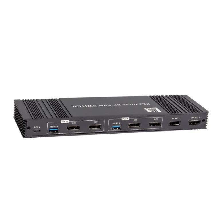 K10-2 For 2 Computers/Monitors USB 3.0 Dual DP Output 8K 60Hz 2x2 Version 2.1 KVM Switcher, Plug:...