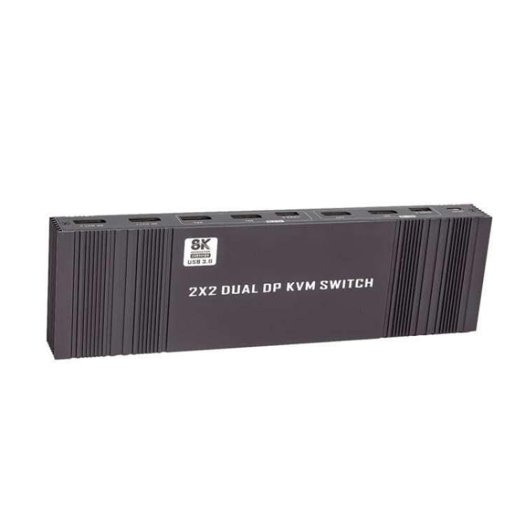K10-2 For 2 Computers/Monitors USB 3.0 Dual DP Output 8K 60Hz 2x2 Version 2.1 KVM Switcher, Plug:...