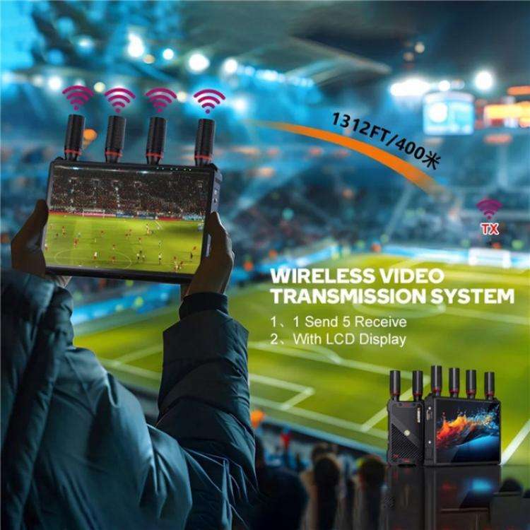 VRRIIS 083P Wth Screen Support 1TX to 5RX 400m Wireless HDMI Transmitter Receiver, Plug:UK Plug