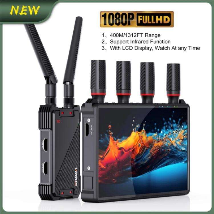 VRRIIS 083H 400M Range 7 Inch LCD Screen HDMI Extender Wireless HDMI Transmitter Receiver, Plug:E...