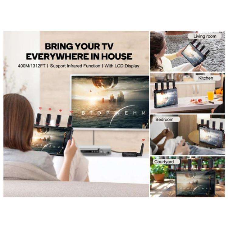 VRRIIS 083H 400M Range 7 Inch LCD Screen HDMI Extender Wireless HDMI Transmitter Receiver, Plug:U...