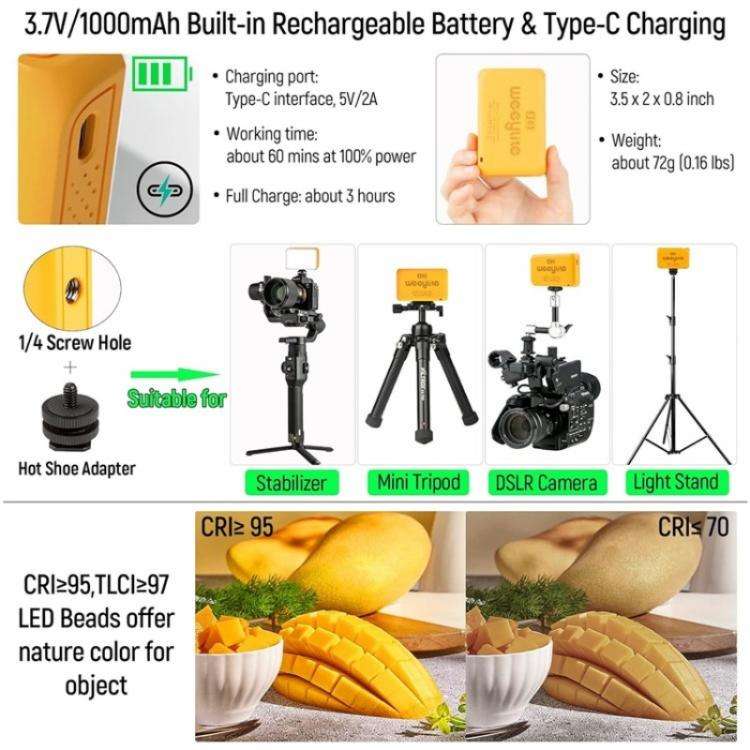 Weeylite S03 Portable RGB Light Video Live Streaming Photography Full Color Fill Light(White)