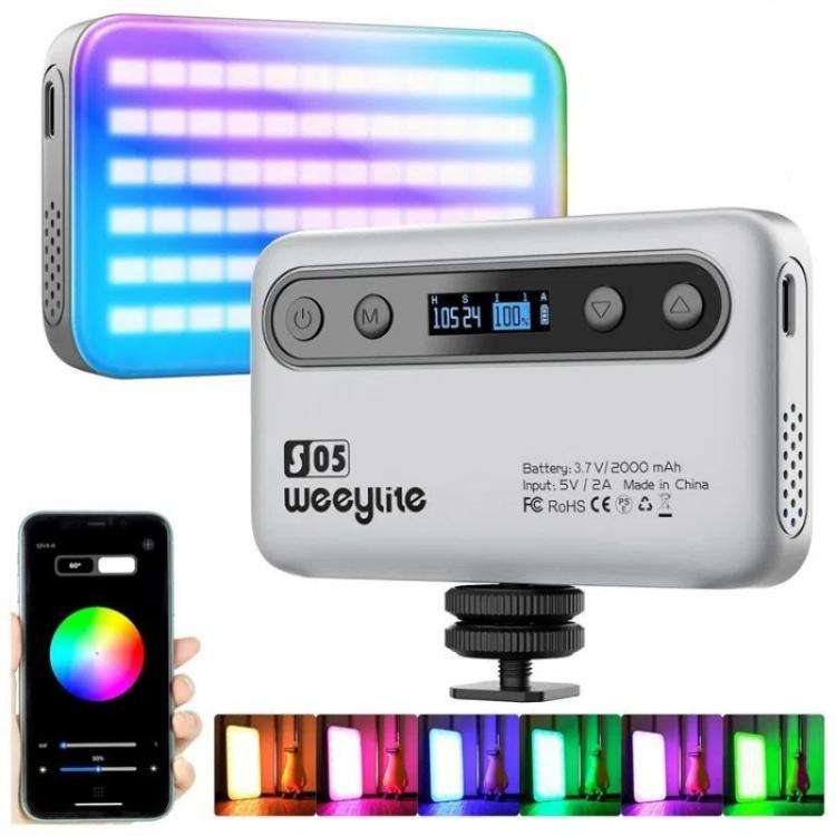 Weeylite S05 Portable App Control Phone Fill Lamp Video Live Streaming Photography RGB Full Color...