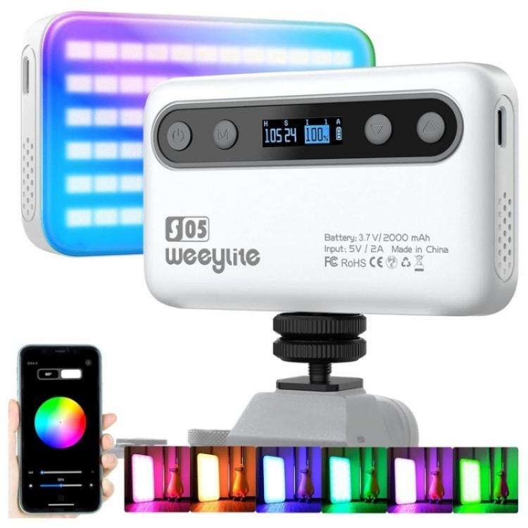 Weeylite S05 Portable App Control Phone Fill Lamp Video Live Streaming Photography RGB Full Color...