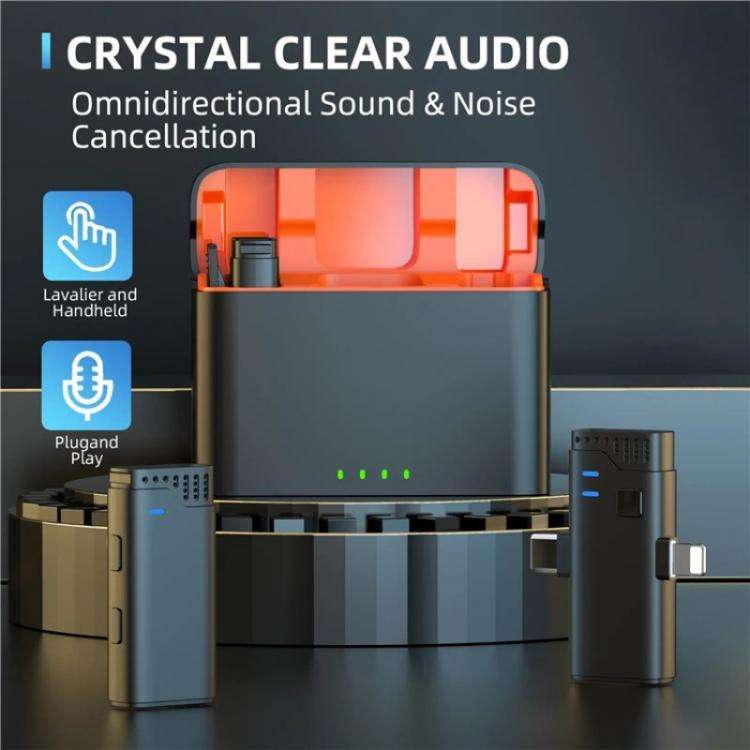 JMARY MW16 3.5mm, Type-C, 8 Pin 3 in 1 2.4G Lavalier Wireless Microphone