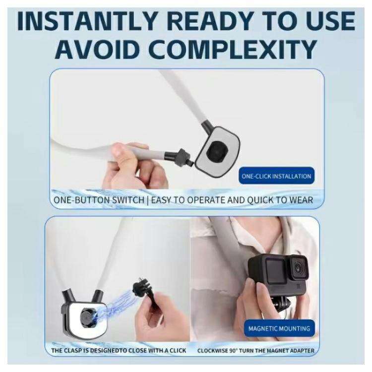 C071 Neck Strap Mount Silicone Metal Bracket For GoPro / Insta360 / DJI Action Cameras