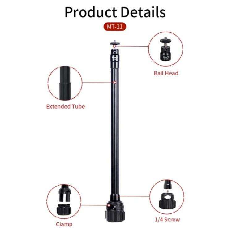 JMARY MT-21 Aluminum Alloy Tripod Extension Rod Desktop Livestream Shooting Arm