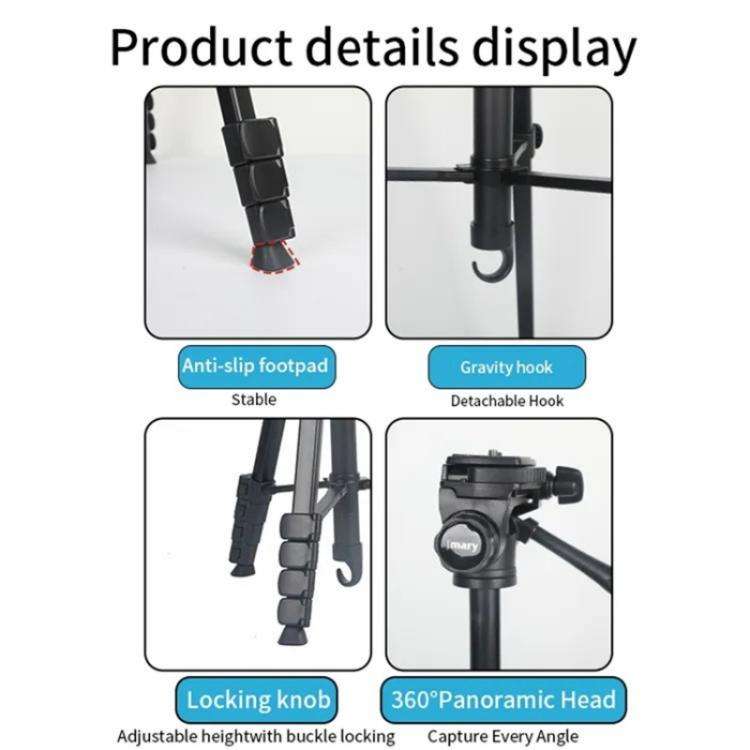 JMARY KP-2201 Portable 1.7m Adjustable Stand Smartphone / Camera Live Photography Tripod